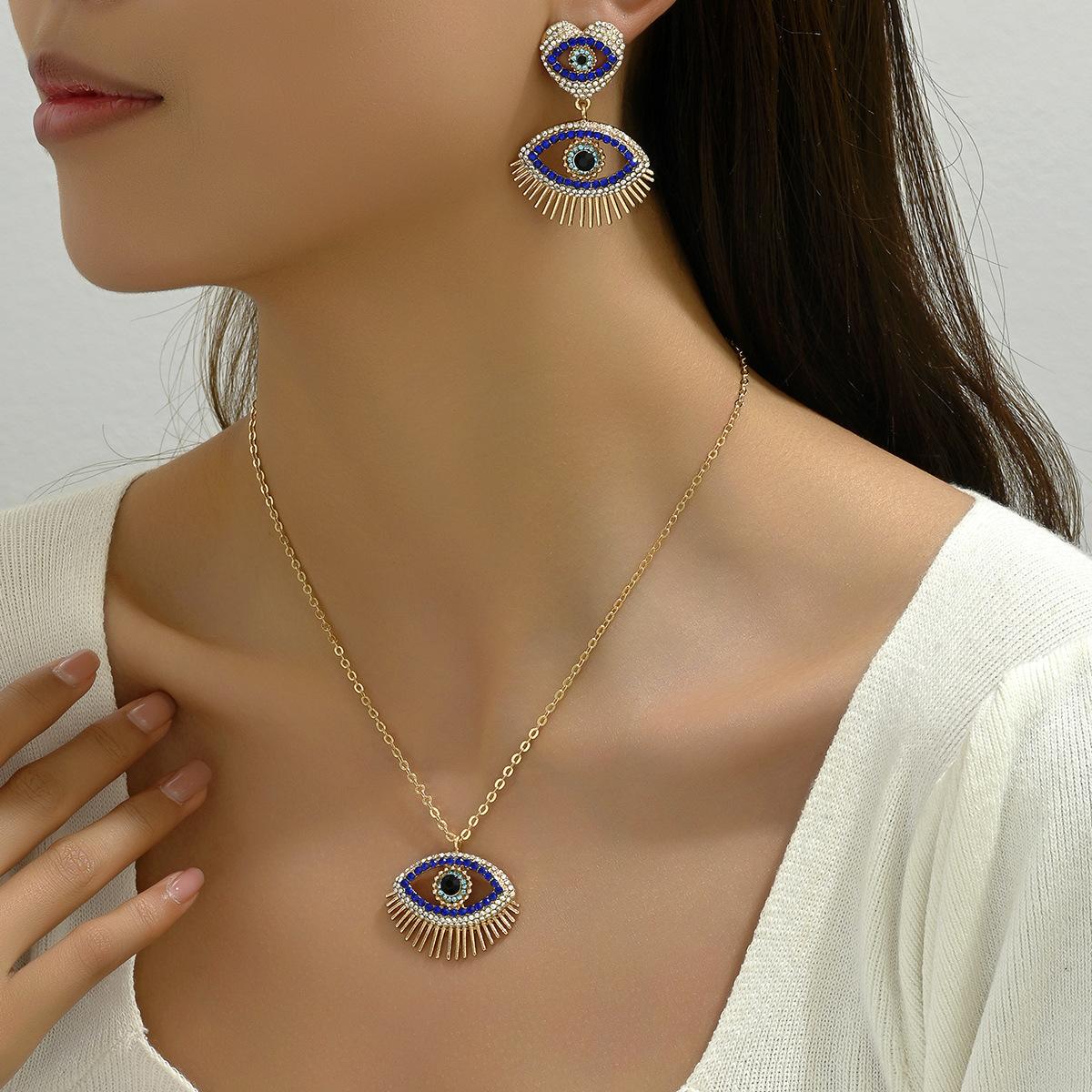 

Модний хіп-хоп стиль жіноче намисто особистість любов око диявола дизайн сережки довгий ланцюжок