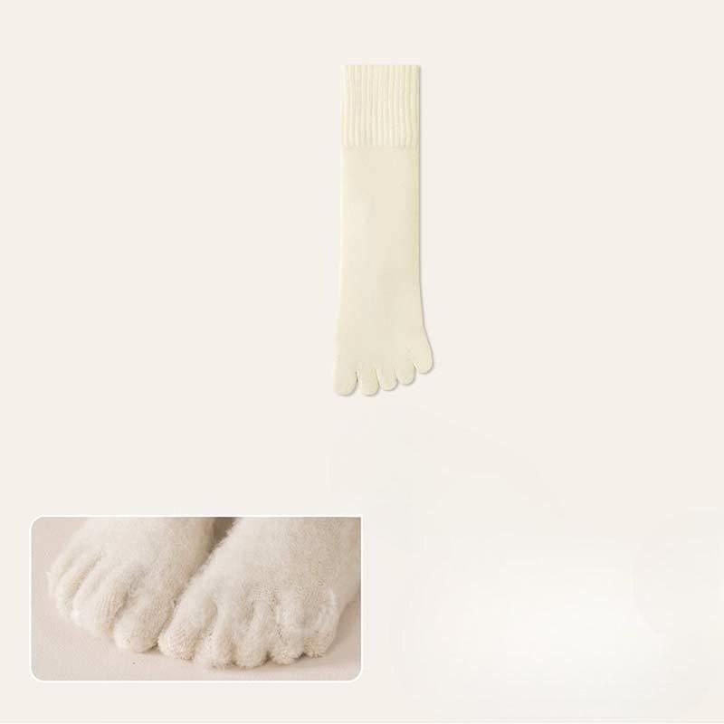 Thickened Cashmere Five-fingered Socks for Women's Autumn and Winter Warmth, Toe-separating Socks, Antibacterial and Deodorizing