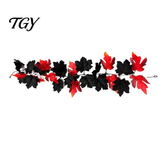 Artificial Plant Decor Fall Maple Leaf Garland, 3.3FT Bendable Autumn Foliage Vine, Theme Props for Thanksgiving Halloween Indoor Outdoor Home Mantle