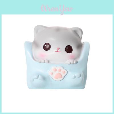 Adorables Mini Décorations en Résine Chat Pudding Style Dessin Animé Pour Bureau et Maison