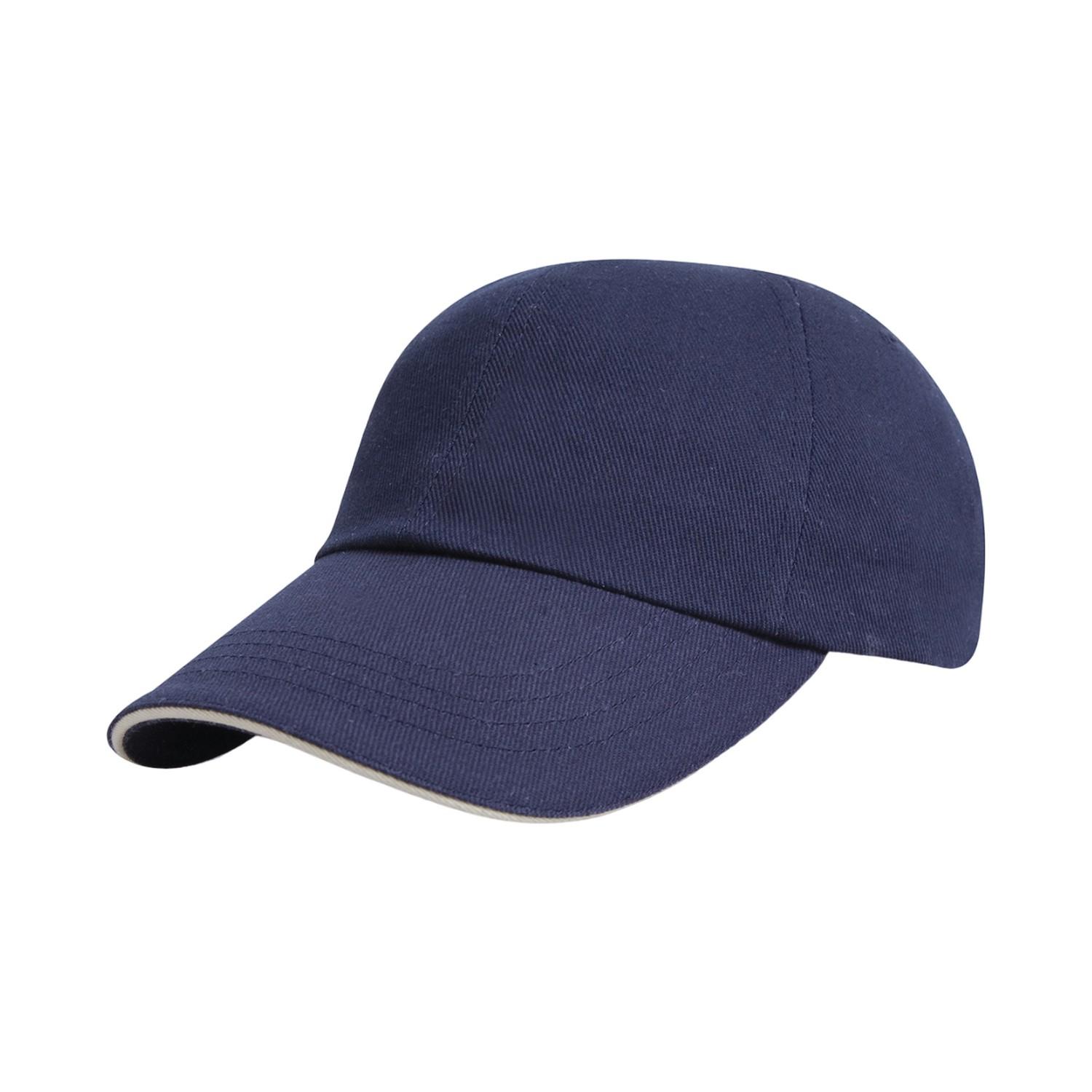 Result Headwear Cappellino da baseball con visiera a sandwich in cotone spazzolato pesante One Size blu scuro/grigio