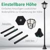 Solar LED Garden Lantern, Plastic, 177 cm High, 30/60 Lumens, for Garden, Balcony, Black