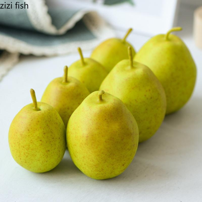 Simulated Korla Fragrant Pear Simulated Fruit Model Sculpture Green Artificial Fruits Fake Fruit Ornaments Pear Model Decoration