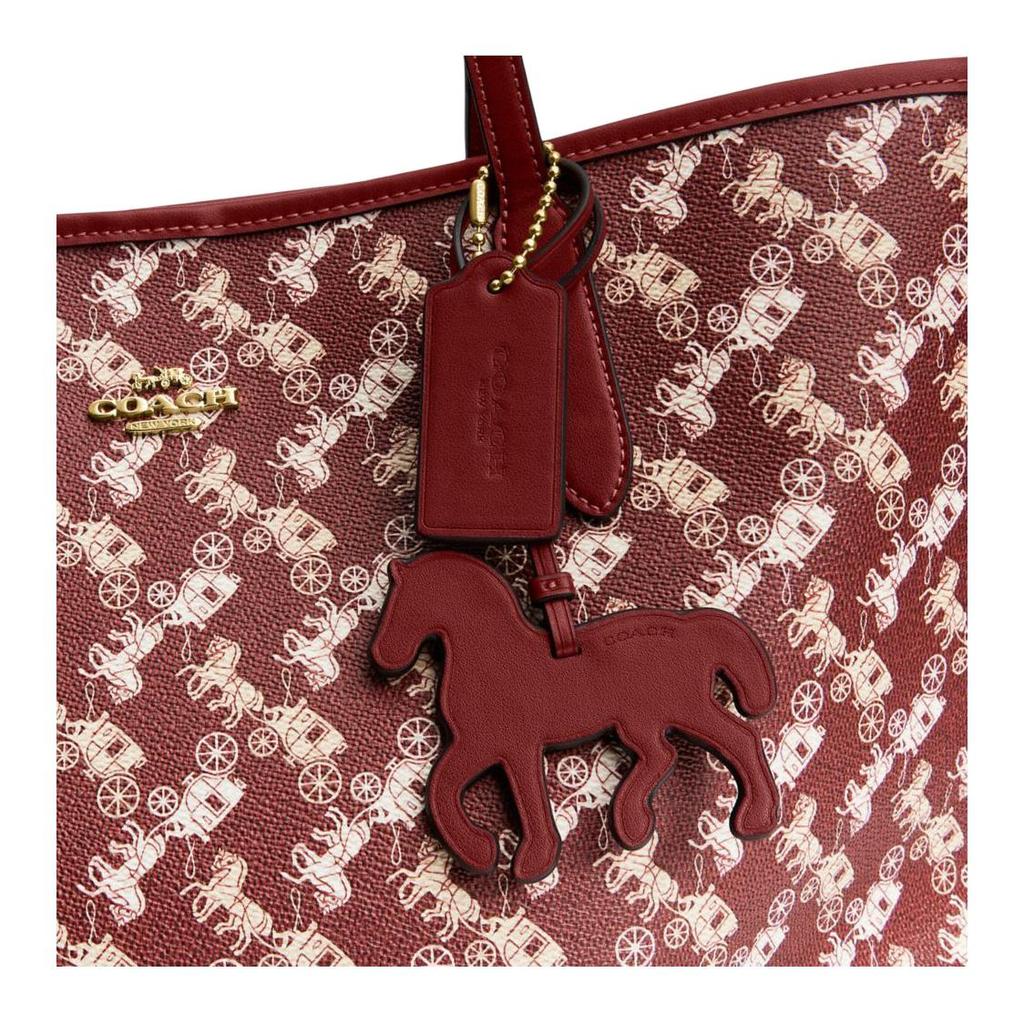 Coach City33 Tote Bag Horse And Carriage Print Wine Red Gold Daily Commute CDB57-IMWGD