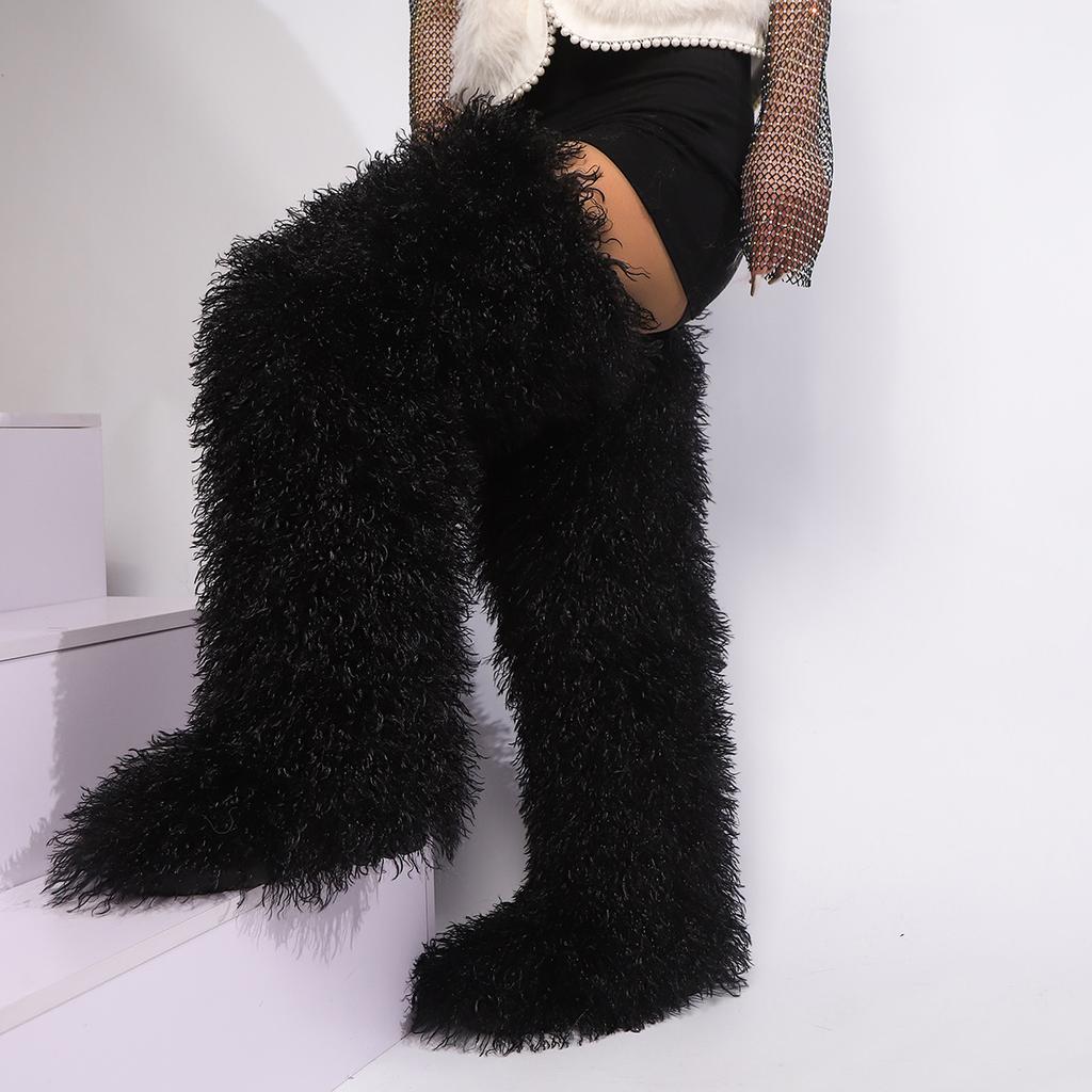 Fashion IPPEUM Winter Fur Boots 2025 Knee High Boots For Women Over The Knee Shoes Plush Long Boots