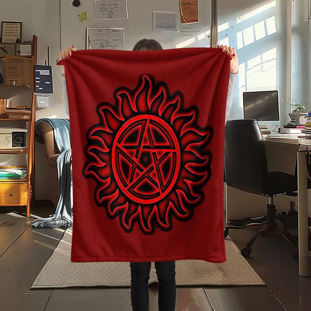 1PC Supernatural Print Flannel Blanket, High Quality All Seasons, Home Decor, Warmth and Comfort, Perfect for Christmas Gifts
