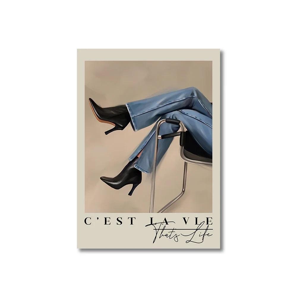 Vintage Pink Cartoon Print Canvas Posters Wall Art Poster Home Decor Canvas Print Painting  Living Room Bedroom Decor Unframed