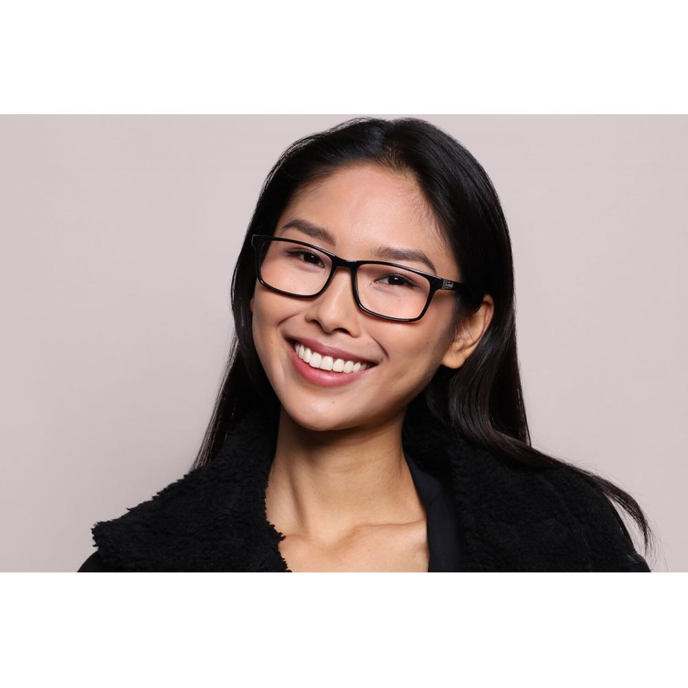 Full Rim Square Shiny Black Smartbuy Collection Sandy Blue Light Block Cp150 Fashion Unisex Eyeglasses