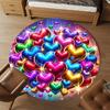 1pc Heart Love Round Chair Mat Office Area Rug - Non-Slip, Floor Mat for Office, Bedroom, and Indoor Decor P127133