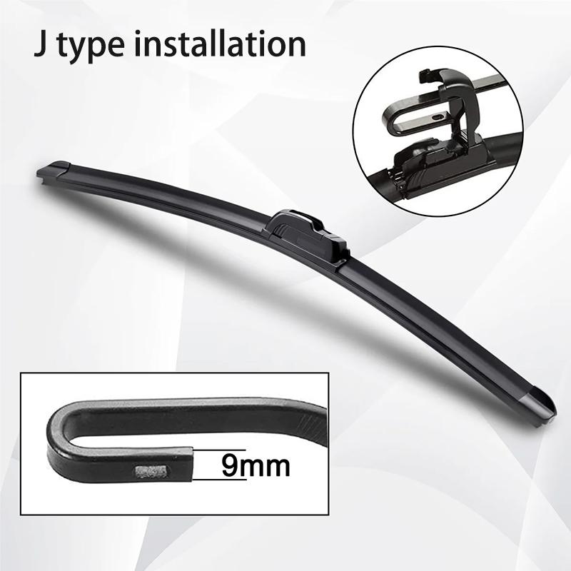 1 Stück Auto Universal Schwarz J Haken Windschutzscheibe Weichgummi Bügelloser Wischer HD Leise Automobilwischer 16" 18" 19" 21" 22" 24"