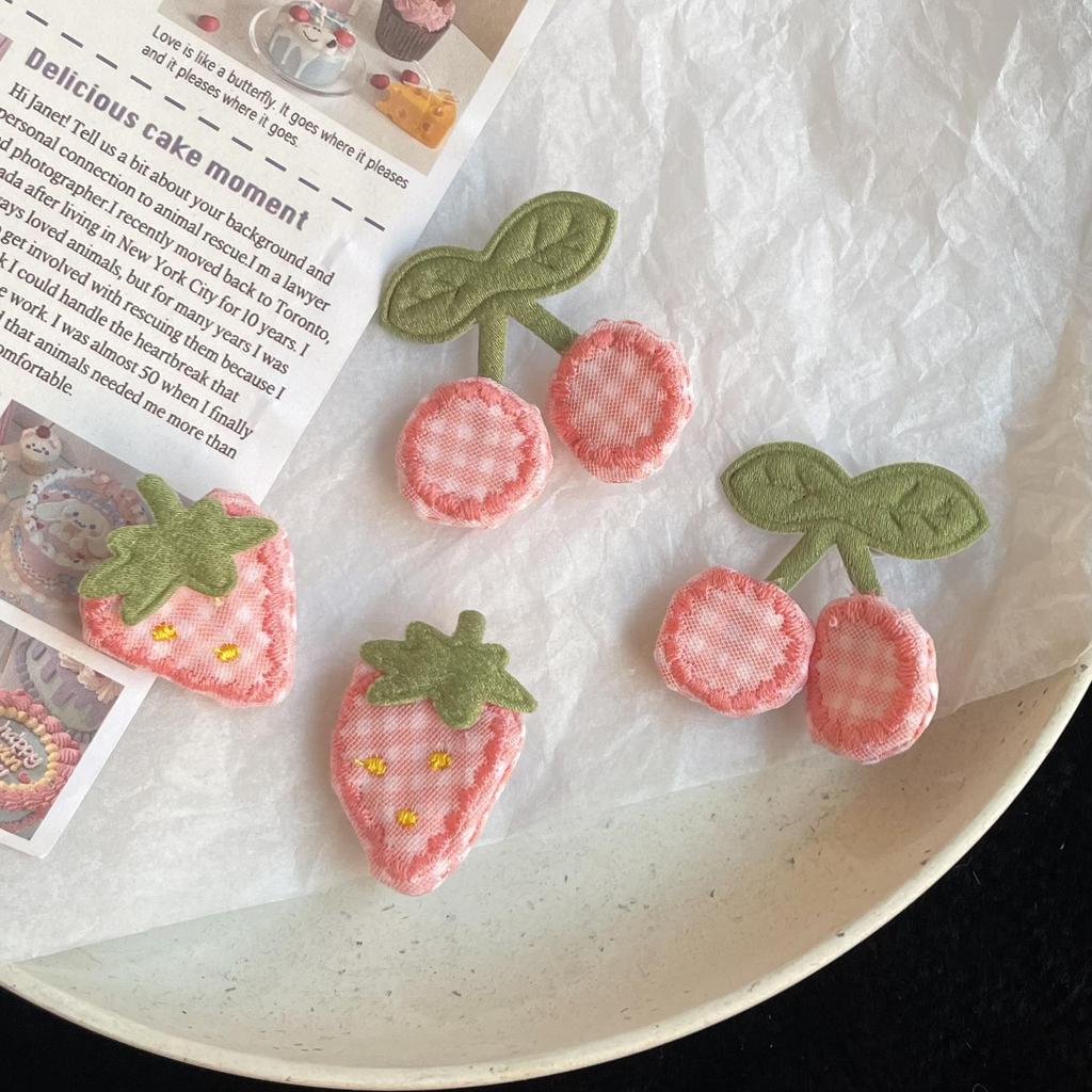 Pink Strawberry Cherry Heart Hair Clip for Girls - Cute and Sweet Asian-Inspired Hair Accessory