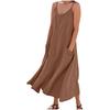 New European and American women's clothing loose casual simple style solid color suspender big pendulum dress women