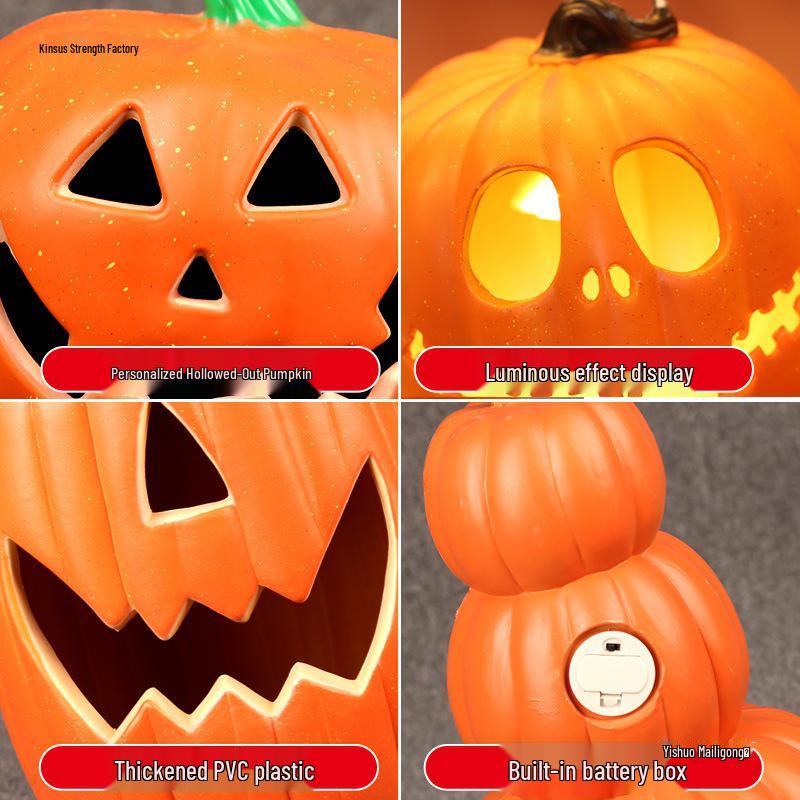 Stor Lysande Halloweenpumplampa Dekoration för Gård och Butiksfönster