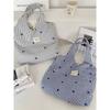 Summer Plaid Embroidered Tote Bag With Zipper Pocket For Casual Day Out