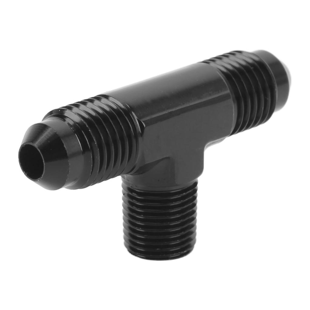 Tee Adapter 3 Way T Shaped Connector Fitting Aluminium Alloy Black Anodized Finish 4AN To 1 8 NPT