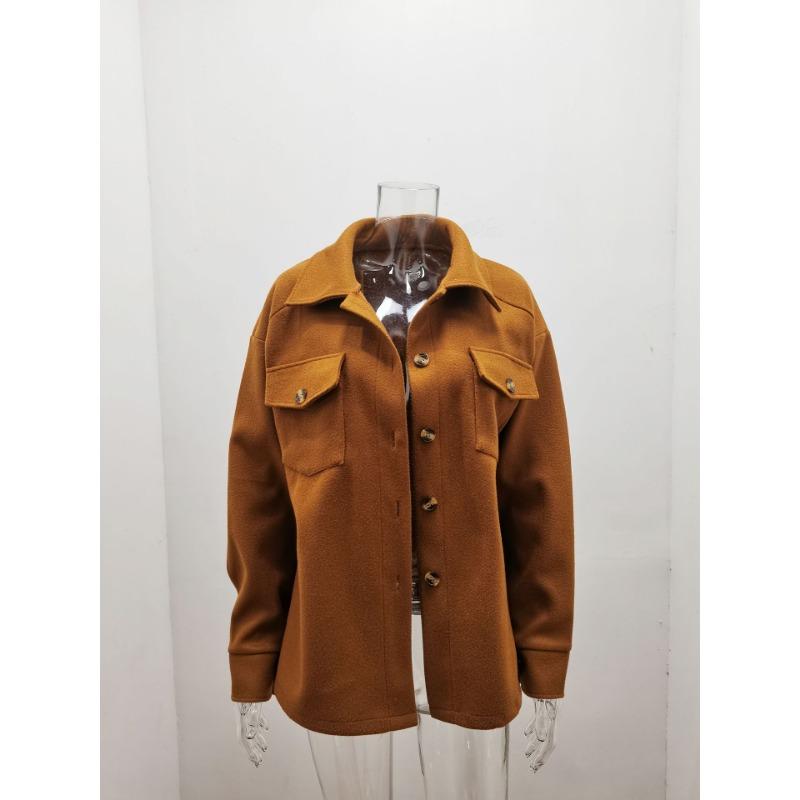 Autumn and Winter Women's Long-sleeved Temperament Solid Colour Lapel Button Tie Tweed Jacket