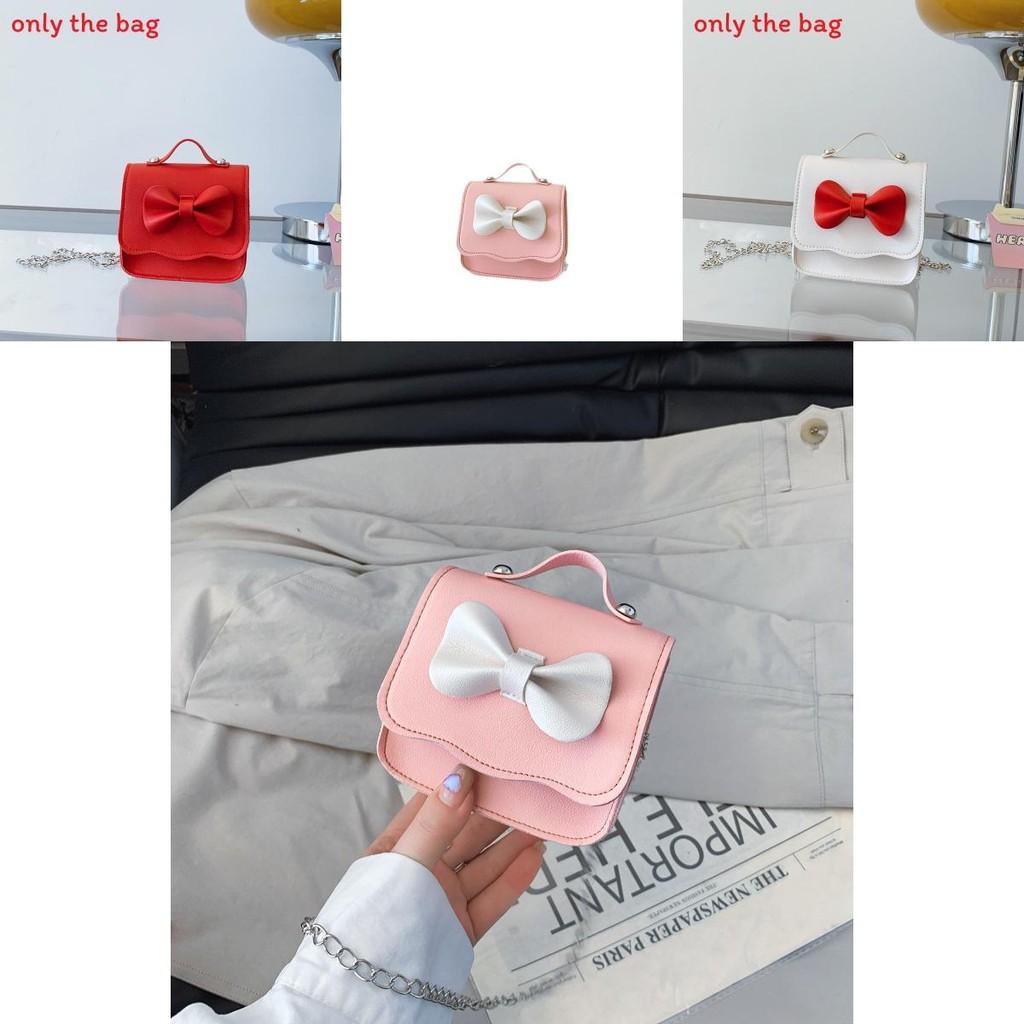 Small Princess Fashion Butterfly Bow Girl Mini Crossbody Bag With Pu Material For Toddler Daily Use