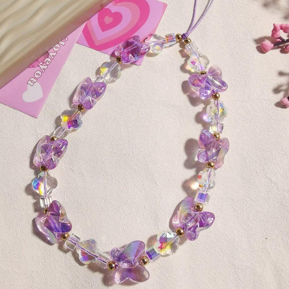 Transparente Acryl Handykette Schmetterling Handyband Y2K Handyanhänger Taschenschlüsselanhänger