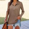 Européen et Américain Automne Hiver Nouveau Vêtement pour Femme Tricoté Revers Zippé Décontracté Manches Longues Vêtements pour Femme