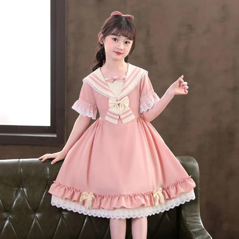 Girls Short Sleeve Princess Dress Cute Long Kids Over 4 Years Old
