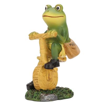 Green Mailman Frog Figurine Resin Frog Ornament Statue for Desktop and Landscape Decoration