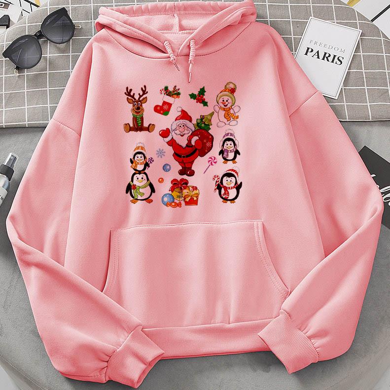 Harajuku Fleece Pullover Hoodie Christmas E Print Hoodies