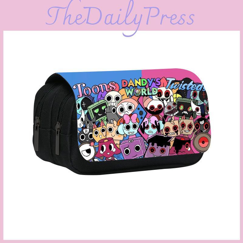 Dandys World Etui Dublu pentru Creioane cu Material Nailon pentru Copii și Adolescenți