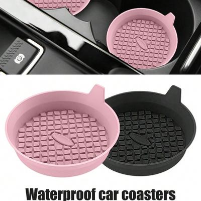 Car Coaster, Silicone Car Coaster/Coaster - Universal Anti Slip Recessed Car Interior Accessories - Car Cup Holder Insert Coaster