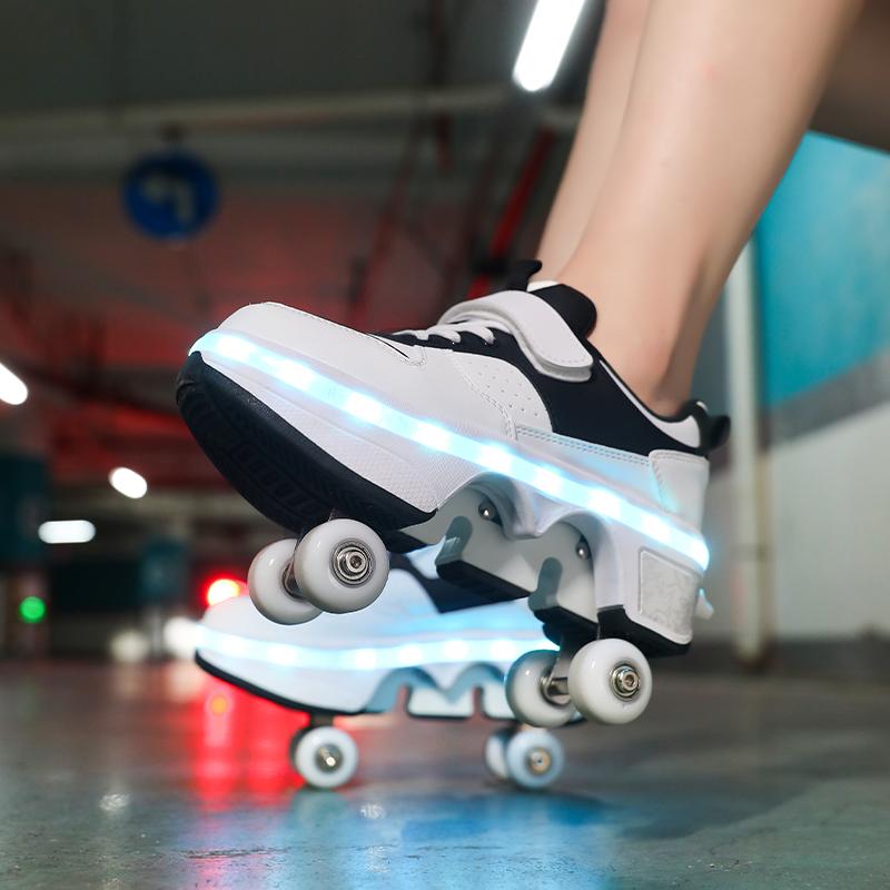 Men's/Women's /Kids Roller Roller Shoes 4-wheel Deformation Shoes Roller Skates Adult Rechargeable LuminousSkating Shoes