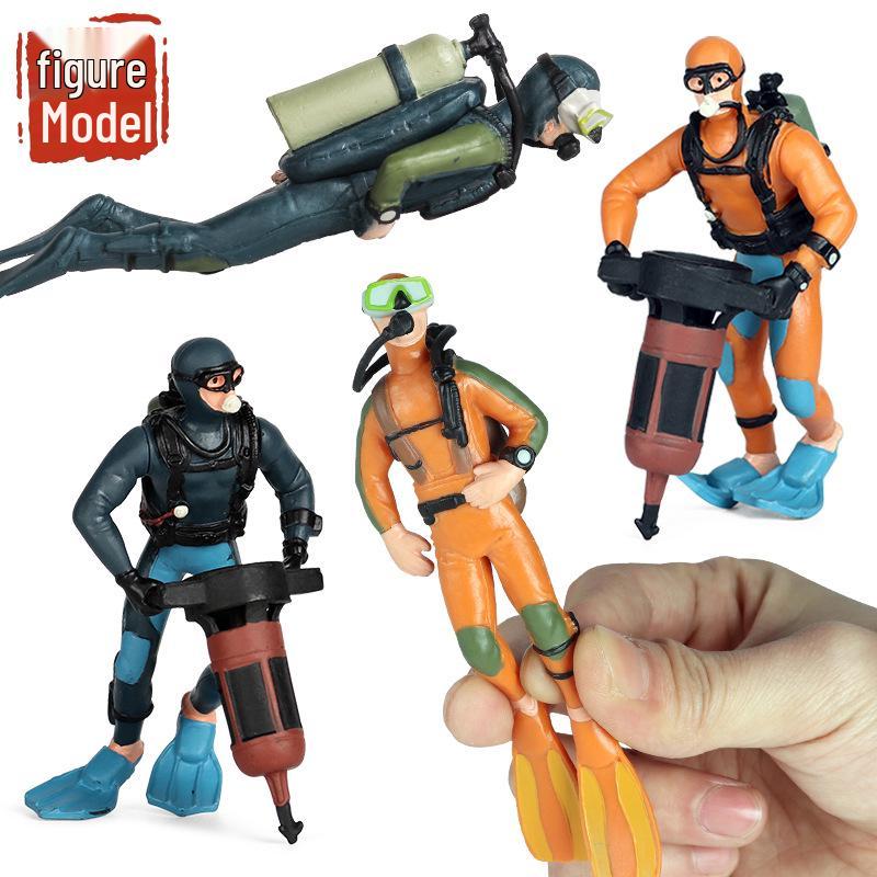 Deep Sea Exploration Diver Model Plastic Ornament for Fish Tank
