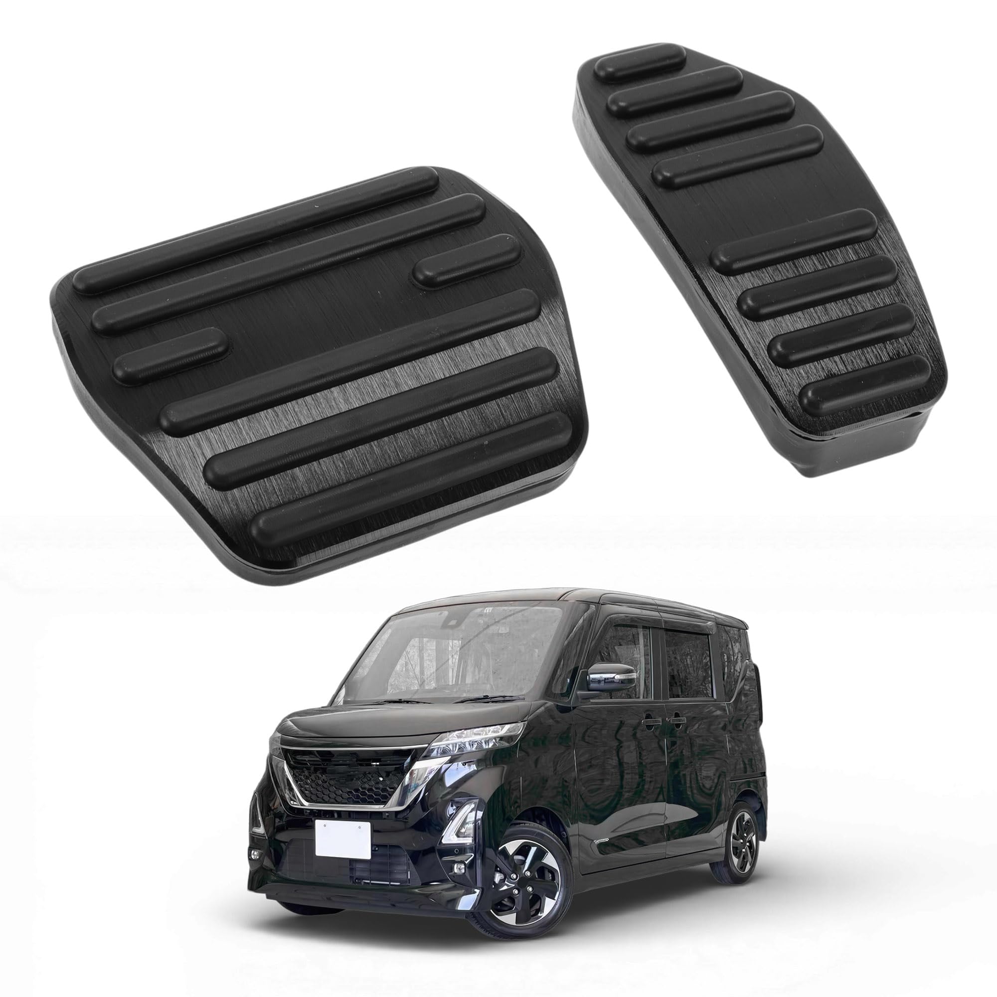 FUELHOOD Pedal Covers for Nissan Roox B40 Series Compatible with all grades from March 2020 Aluminum alloy with a hairline finish and 3D Easy чёрный