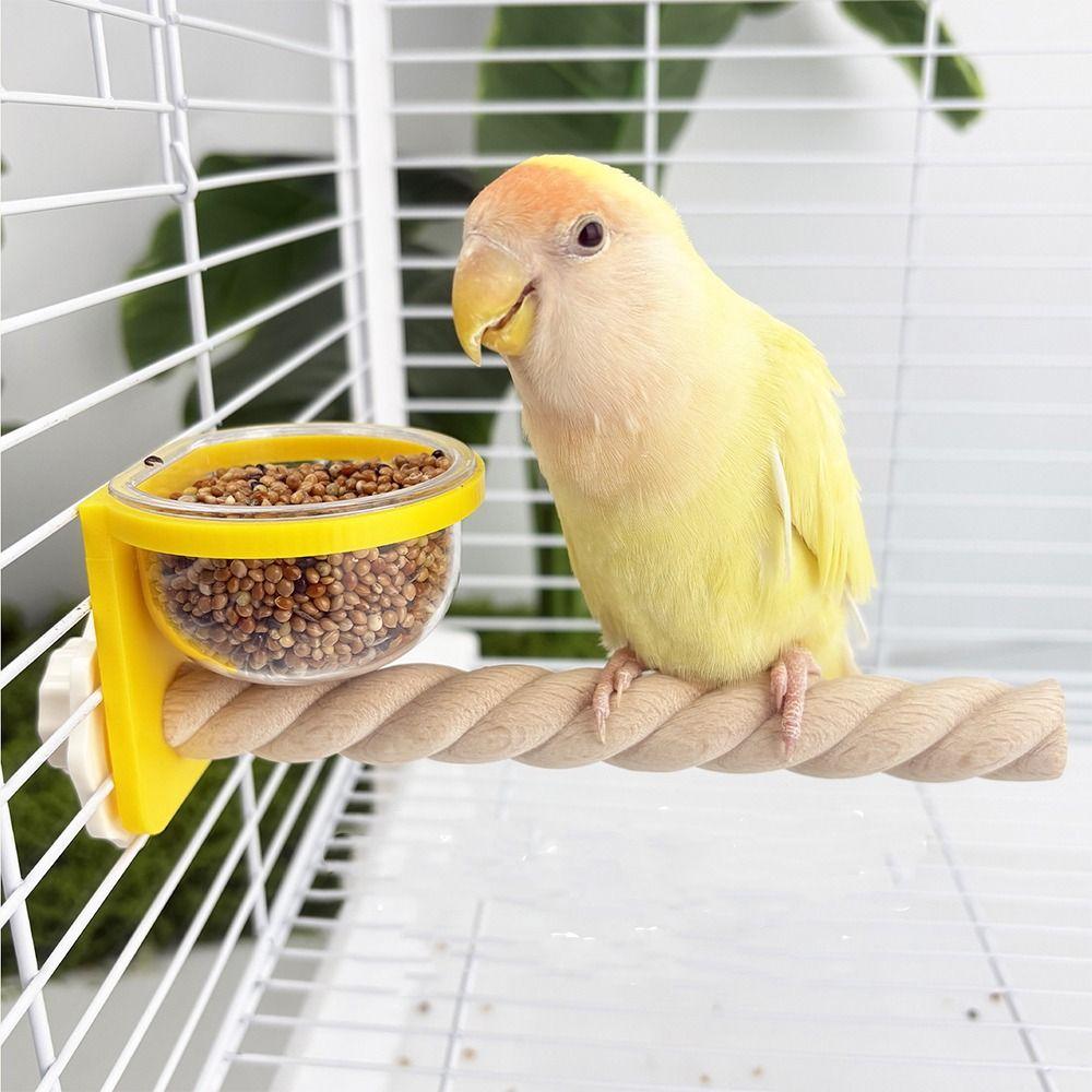 Interactive Bird Cage Feeder Wear-resistant Bird Perch Stand Parrot Wood Perch Exercise