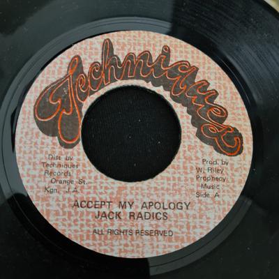 7inch Record JACK RADICS - Accept My Apology NONE Techniques 1991 Jamaica Reggae, Ska & Dub Used