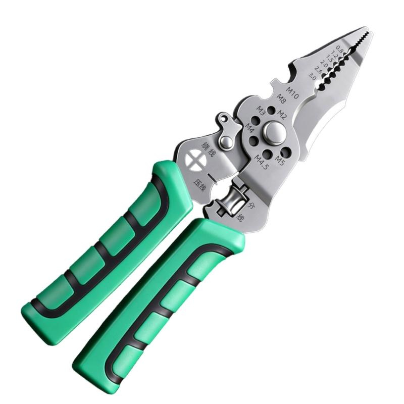 Ergonomic Handle Electrical Tool with None Contact Voltage Detection Wire Stripping and Cutting Capabilities Ergonomic Handle