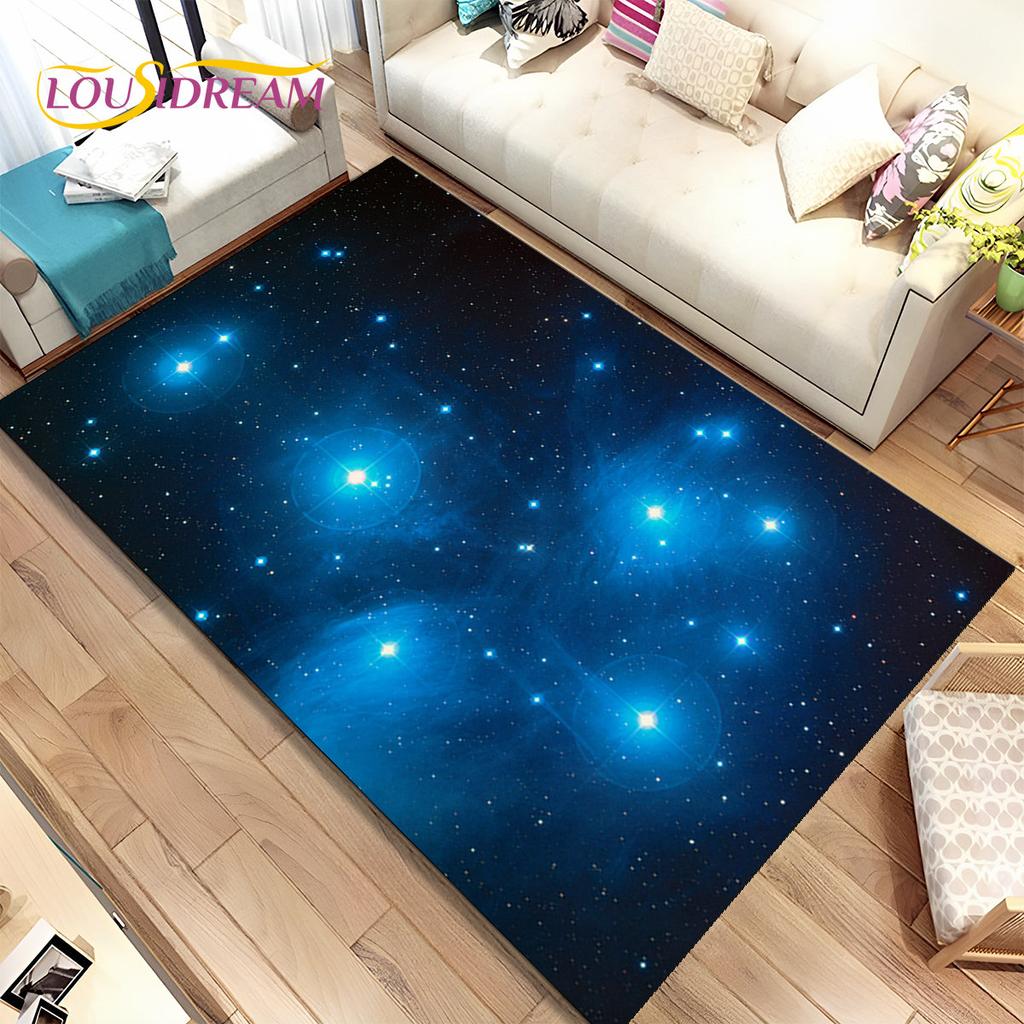 Galaxy Universe Space Stars Area Rug,Carpet Rug for Home Living Room Bedroom Sofa Doormat Decor,Kids Play Non-slip Floor Mat HD