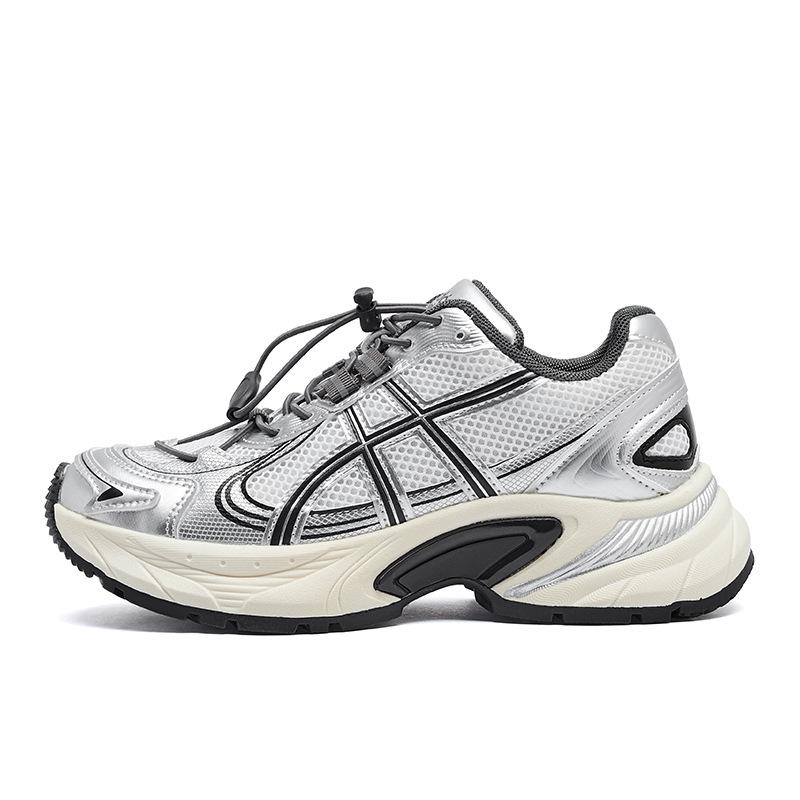 Augustine platform dad shoes women's 2025 summer new silver fashion retro hiking shoes sports and leisure shoes