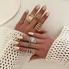 Exaggerated Large Pearl Metal Geometric Wide-Sided Ring, Personalized Line Smooth Joint Ring Ring