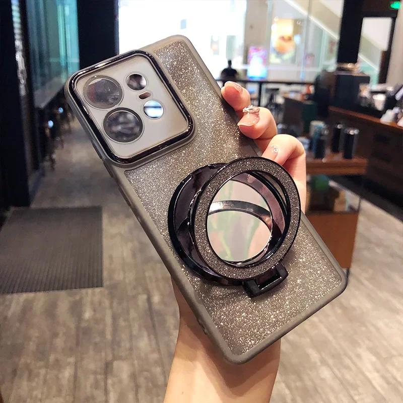 

Блестящий макияж Магнитная подставка-зеркало Силиконовый мягкий чехол для Motorola Edge60 50 Fusion Neo Pro 40 S50Neo G85 G60 34 Защитная крышка Moto edge60pro чёрный