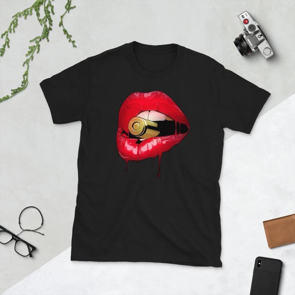 

GLOSSY LIPS AND BULLET AWESOME GRAPHIC Short-Sleeve Unisex T-Shirt 3XL
