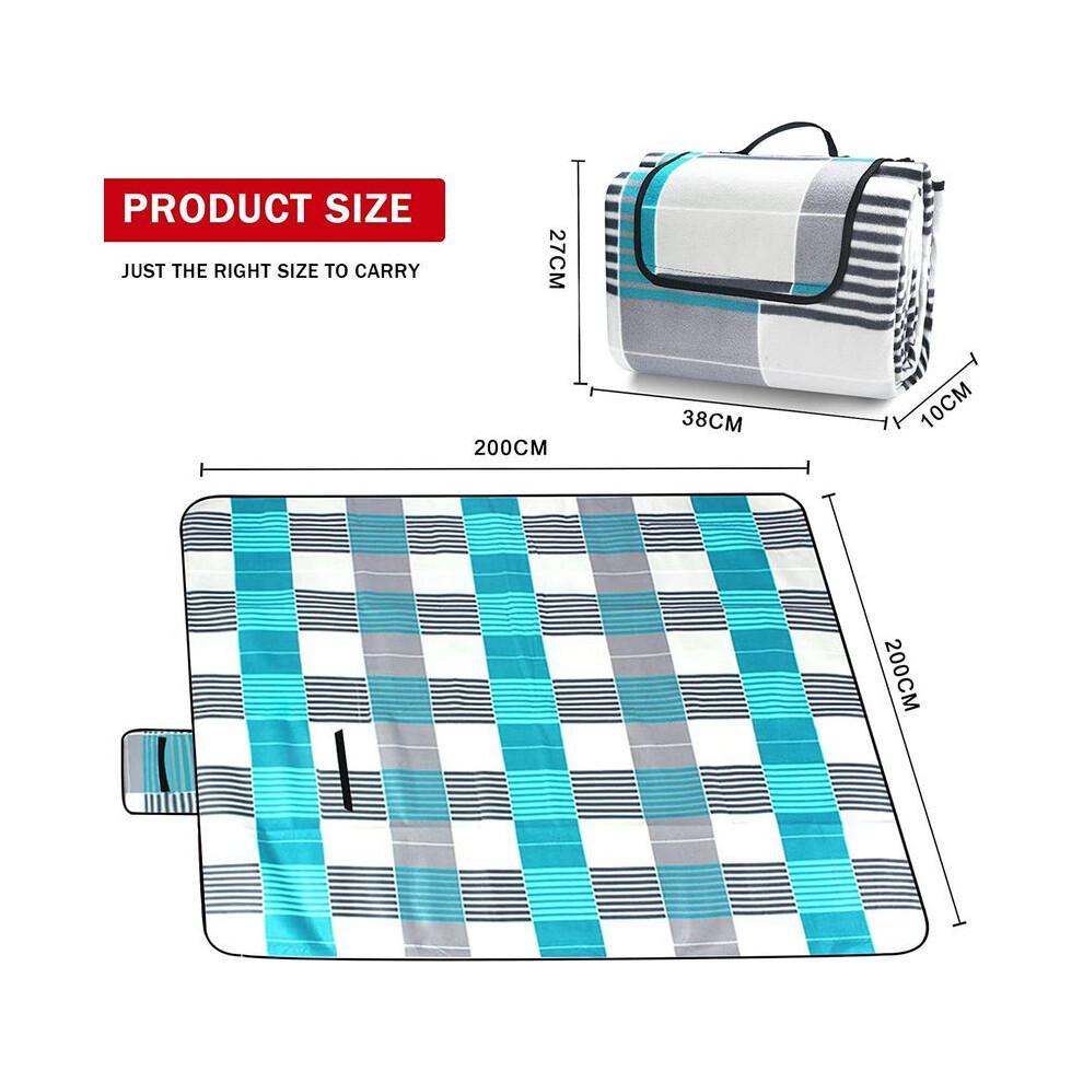 200 X 200cm Picnic Blanket, Waterproof Portable Foldable Blanket, Sand Control Outdoor Beach Mat with Handles for Camping, Beach and Picnic