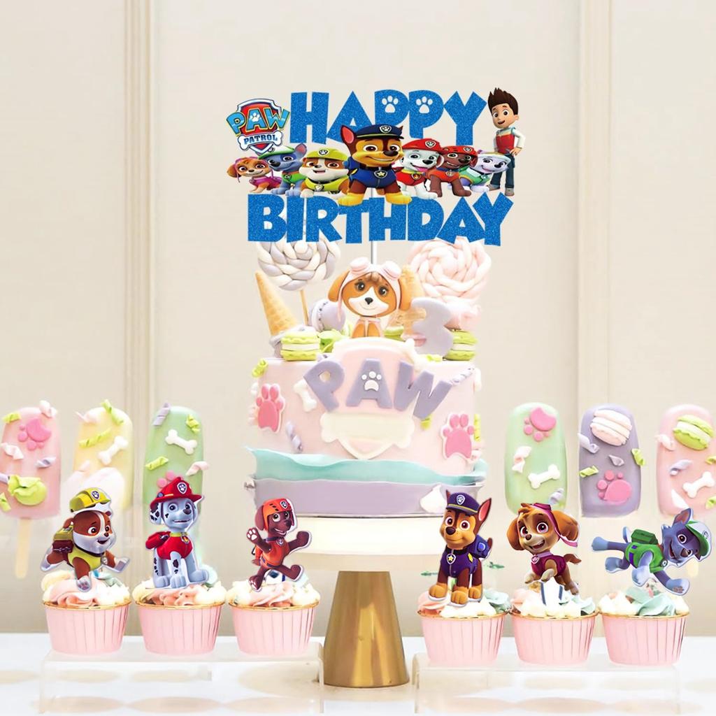 PAW Patrol Kuchenaufsatz Hund PAW Party Alles Gute zum Geburtstag PAW Patrol Cupcake Dekoration Babyparty Backen DIY Zubehör Kinder Jungen Mitgebsel