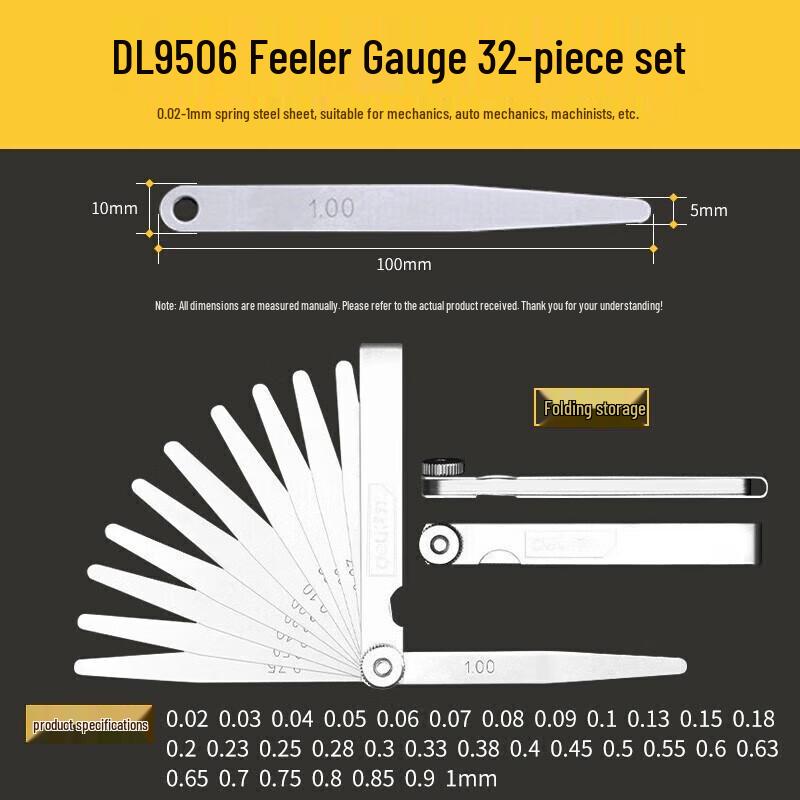 Deli 32-Blade Metric Feeler Gauge Set
