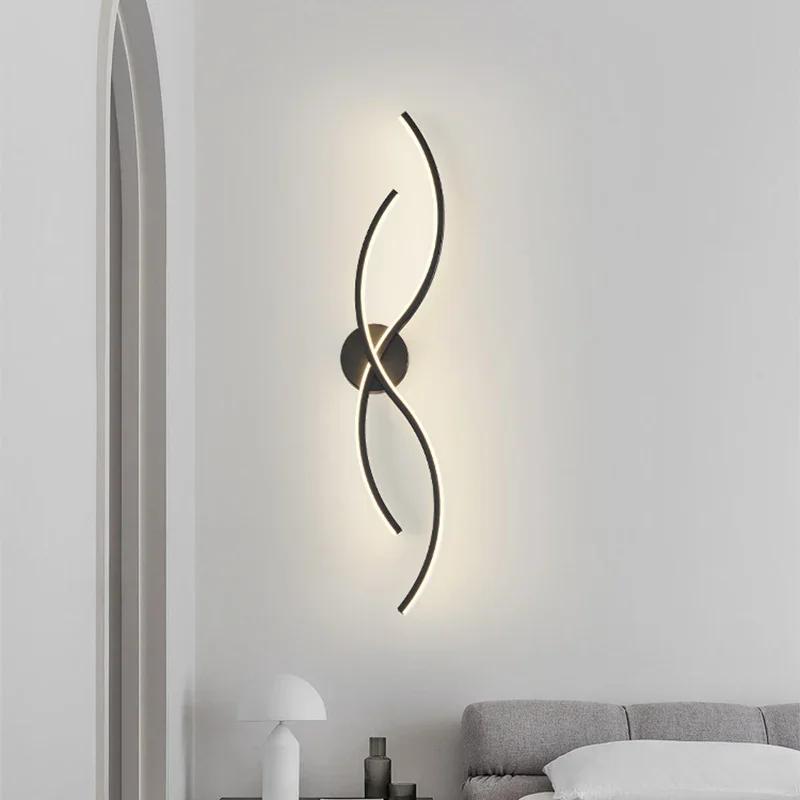 Moderní LED nástěnné svítidlo s páskem pro obývací pokoj, ložnici, noční stolek, konzolové světlo, pozadí, nástěnné svítidlo, domácí dekorace, osvětlovací tělesa