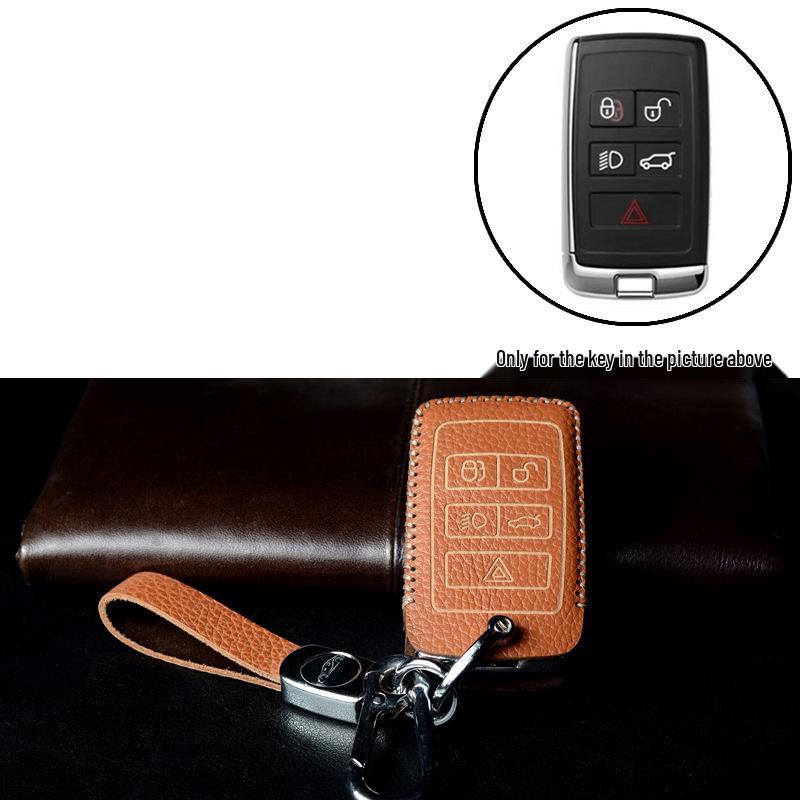 Genuine Cowhide Car Key Case for Jaguar XEL, XFL, XF, XE, F-Pace, XJ - Women's High-End Smart Model with Buckle.
