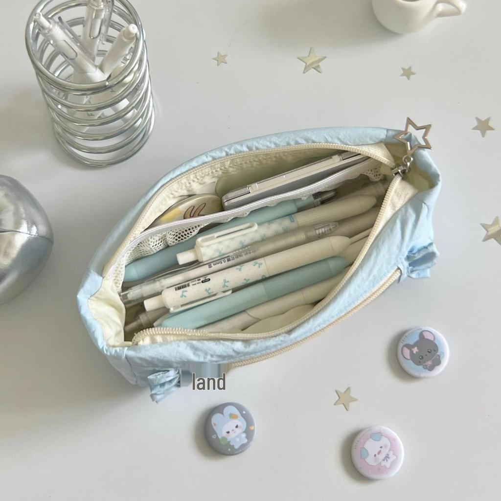 Mint Lace Pencil Case & Cosmetic Bag - Large Capacity, High Style, Ideal for Students