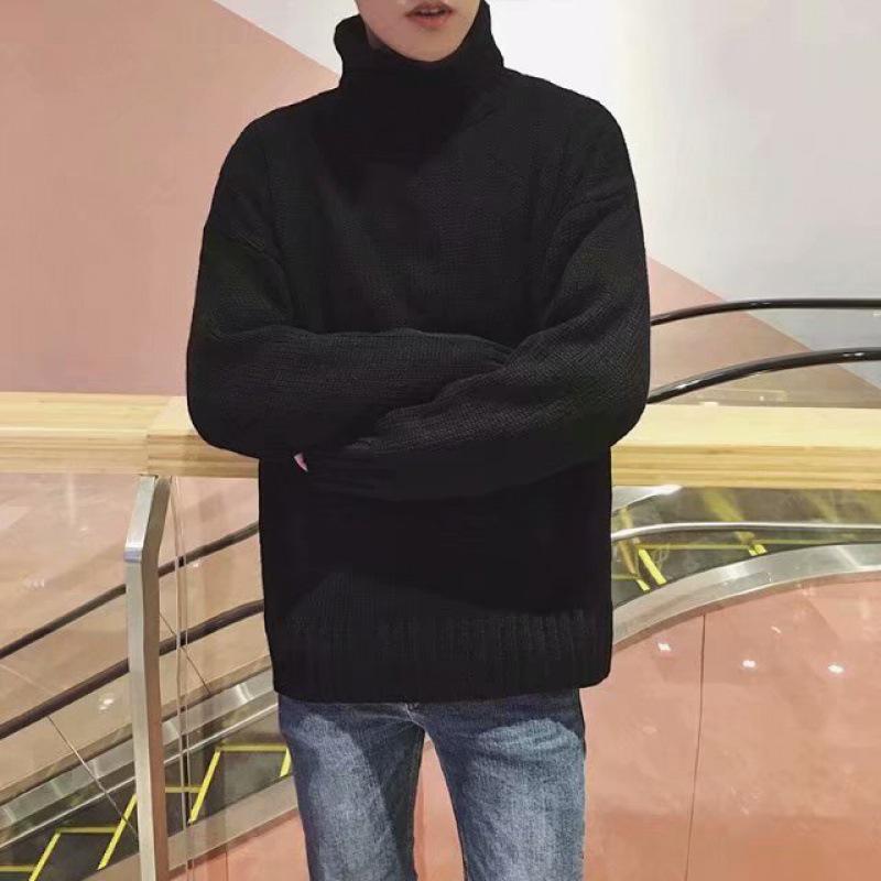 Pánský jednobarevný rolák - Hongkongský styl, inspirovaný Koreou, volný střih, trendy pro páry a studenty