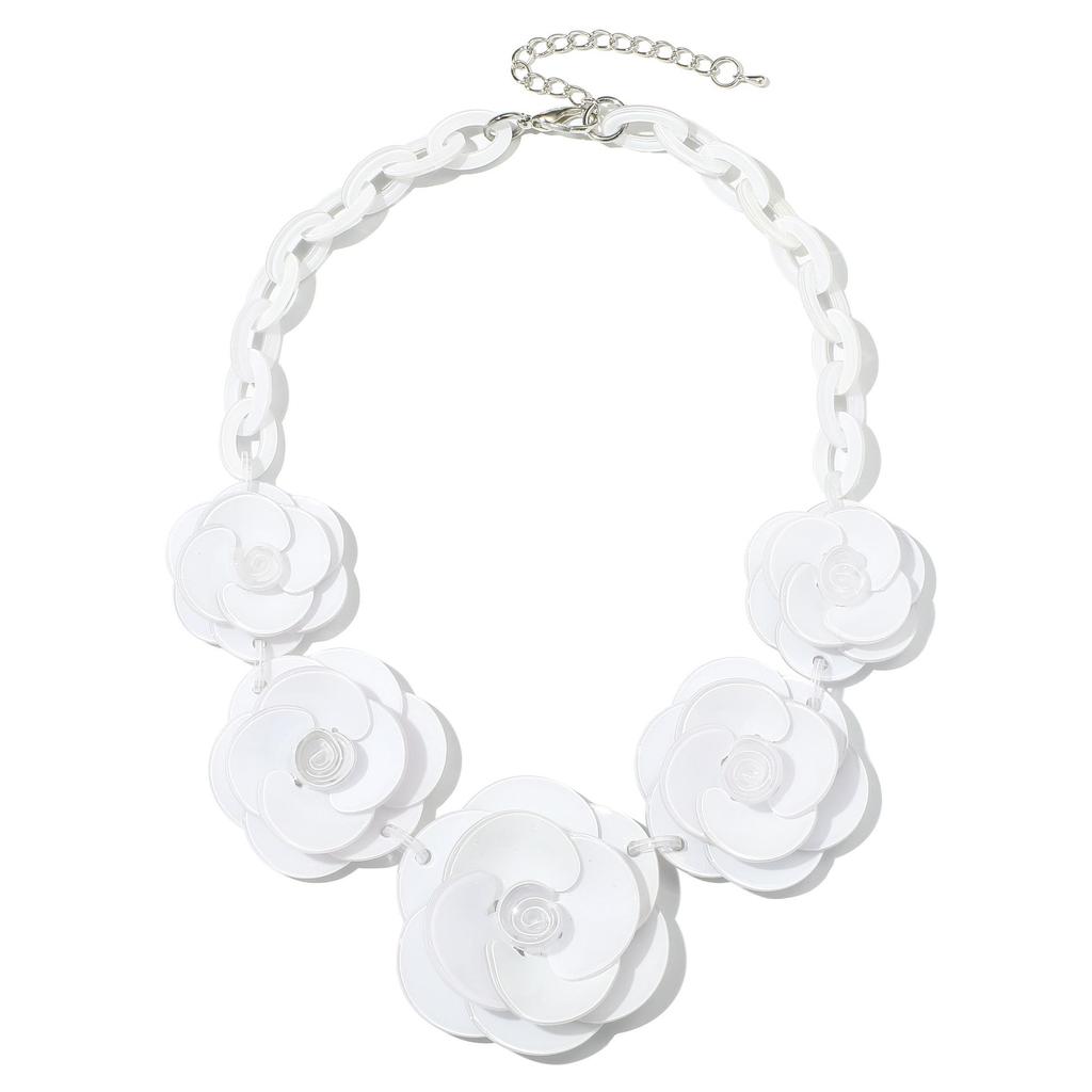 Bohemian Acrylic Flower Necklace - Colorful Rose Sweater Chain