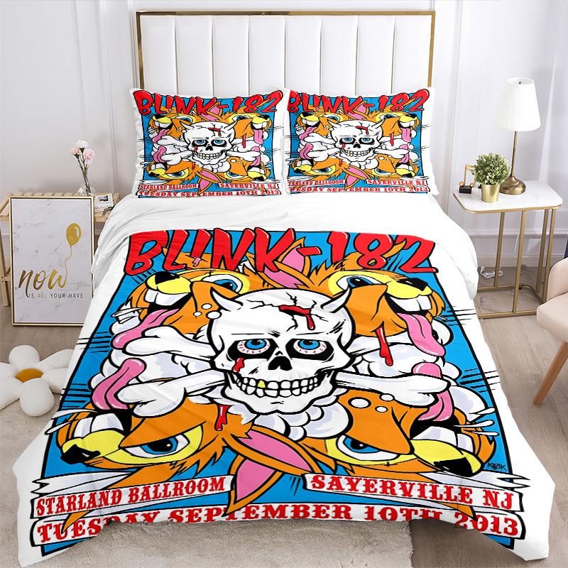 3pcs Blink-182 Bedding Set: Perfect for Bedroom or Guest Room. Soft and Comfortable with No Core Included yy251009169