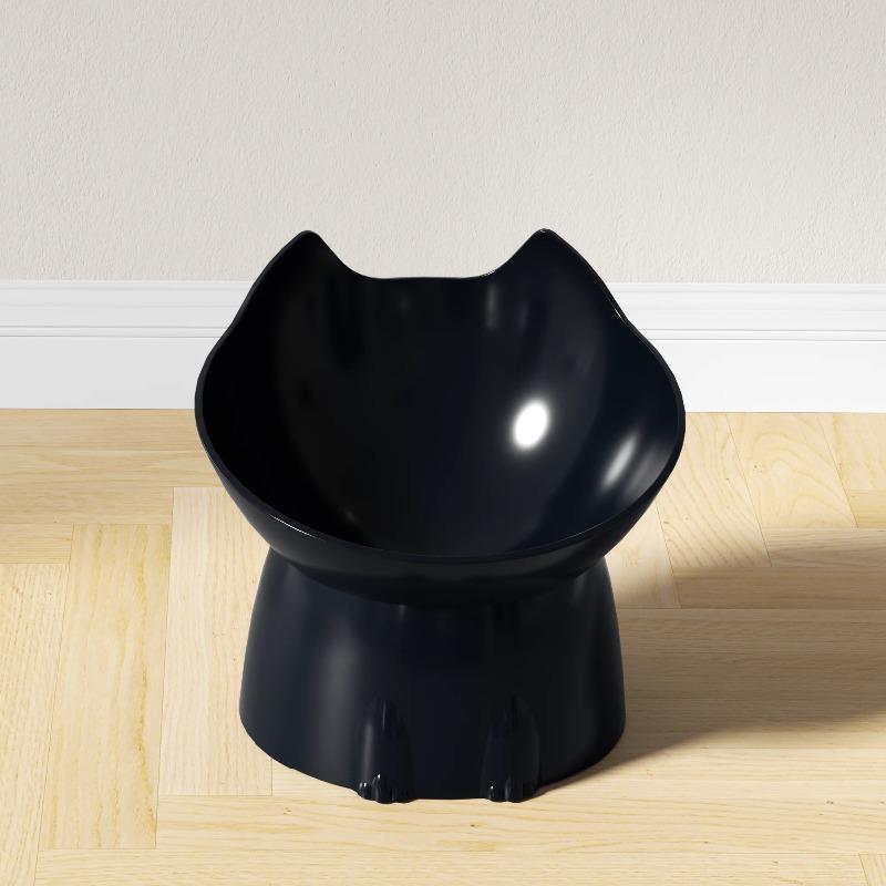 1pc Whisker Ware Elevated Cat Bowl Anti-Tip Plastic Raised Pet Feeding Dish with Tilted Edge Neck Protection Kitty Food