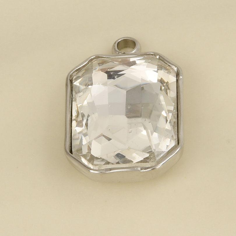 Rectangle Geometric Stainless Steel Pendants For Jewelry Making Supplies One Side Rhinestone Charm DIY Necklace Earrings Pendant
